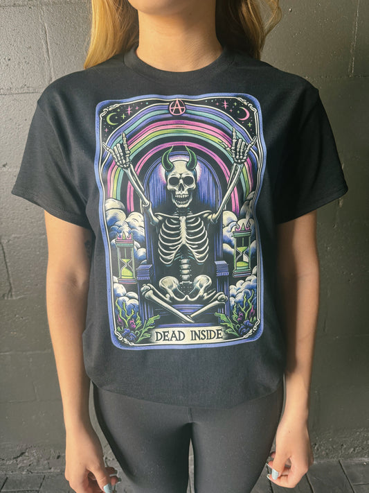 Dead Inside skeleton tarot pullover or tee