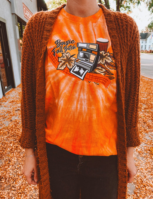 Basic Fall Bitch orange tie dye tee