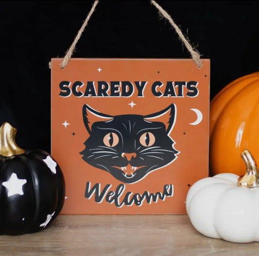 Scaredy Cats Welcome Vintage Halloween sign