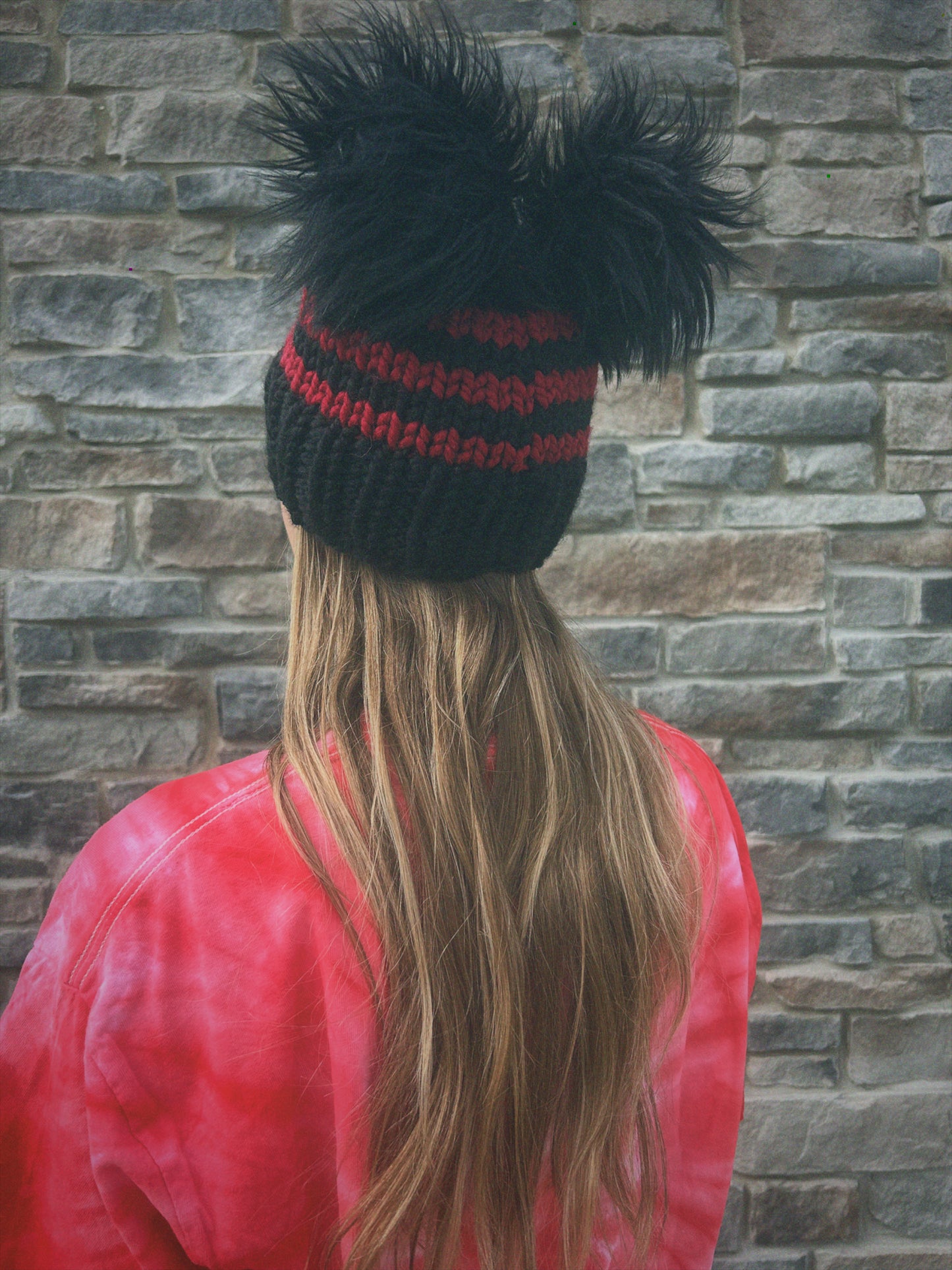 Black and Red double pom Beanie- Charlie & Luna Co (Copy)