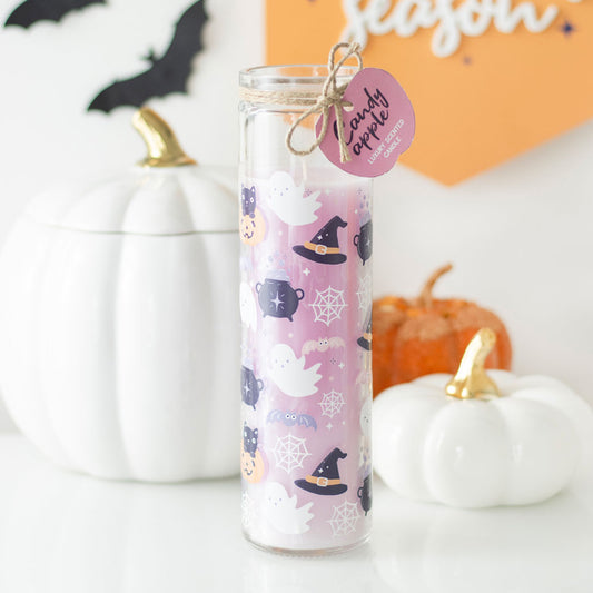 Pastel Halloween tube candle - candy apple scented